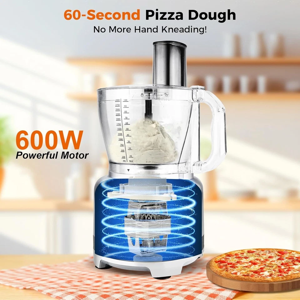 Homtone 16-Cup Food Processor, Stainless Steel  9 Modes/7 Discs/3 Speeds 600W - Image 4 of 4