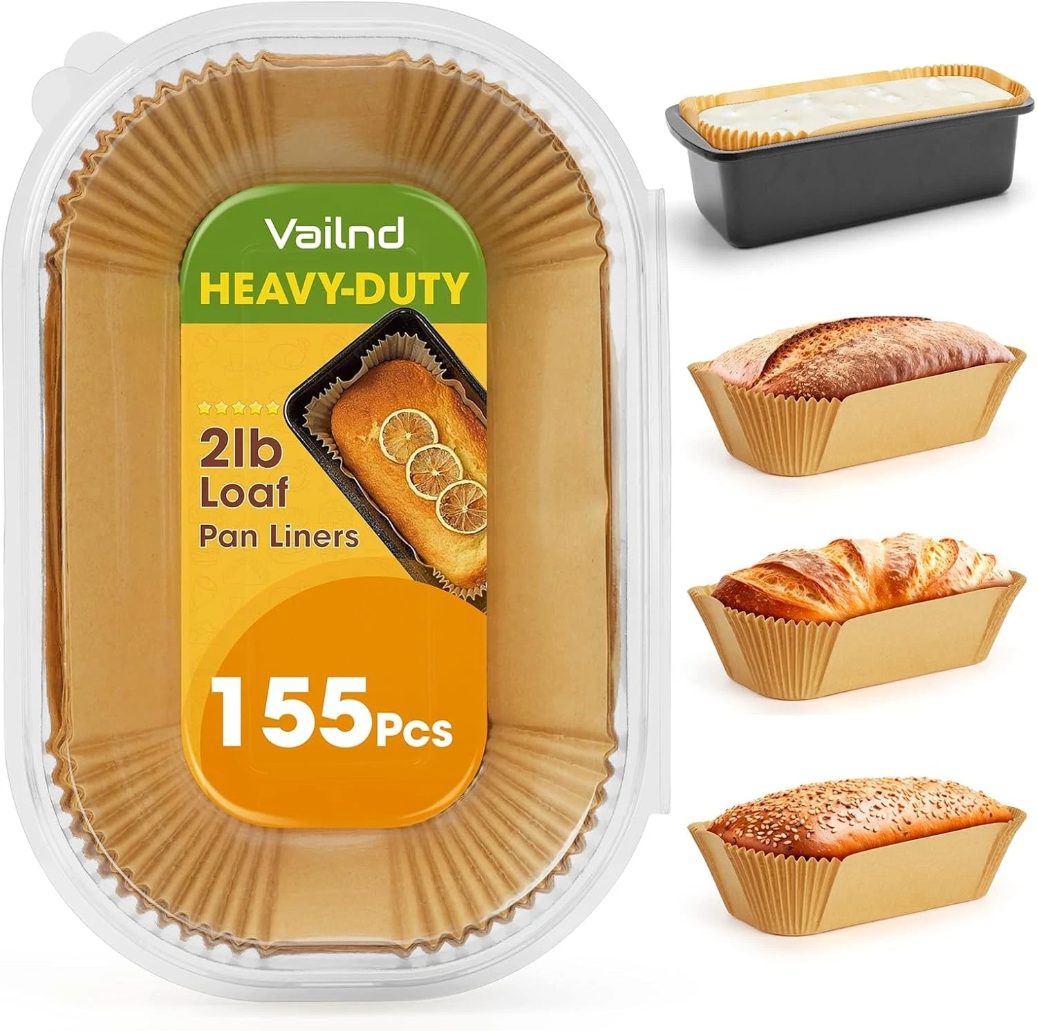 Vailnd Loaf Pan Liners 155 Pcs 9x5 Inch Parchment Paper Non Stick Bread Pan