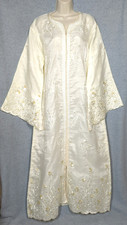 Moroccan Indian Beaded Embroidered Wedding Kaftan XL Ivory Gold Full Length