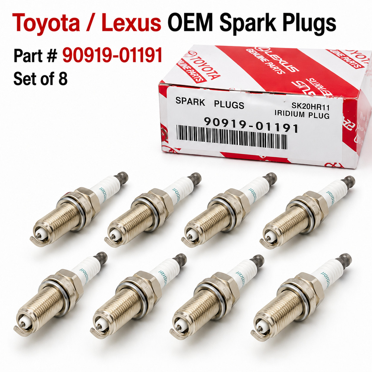 8pcs 90919-01191 SK20HR11 Spark Plugs For Toyota Tundra Lexus 4.6L 5.7L OEM