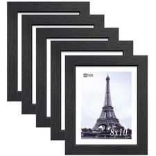 VCK 8x10 Solid Wood Picture Frame Set of 5,Textured Exclusive Black Picture F...