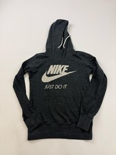 Nike Hoodie Sweatshirt Womens Small Gray Knit Pullover Just Do It Graphic Logo