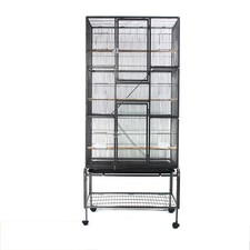 Rolling Large Bird Cage Cockatiel Parrot w/Detachable Stand Ladder Storage Perch