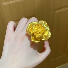 Gold Rose Flower Ring Women Large Blossom Statement Fashion Accessory