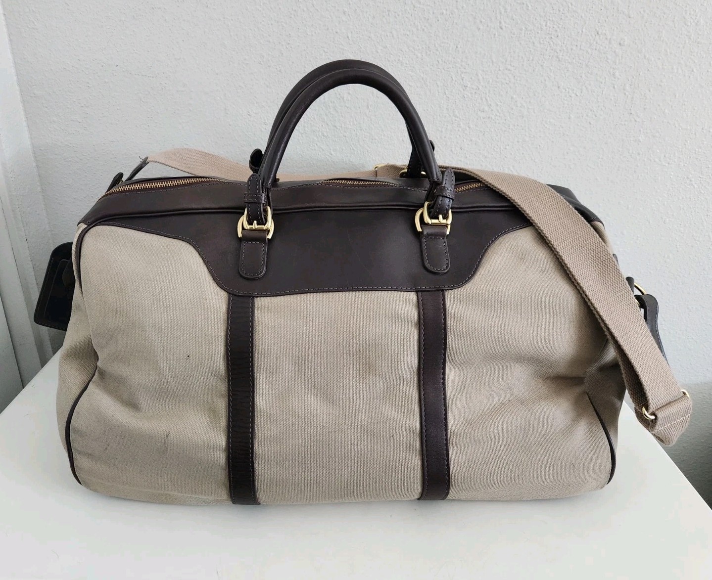 Mulholland Large Canvas Leather Duffle Weekender Bag