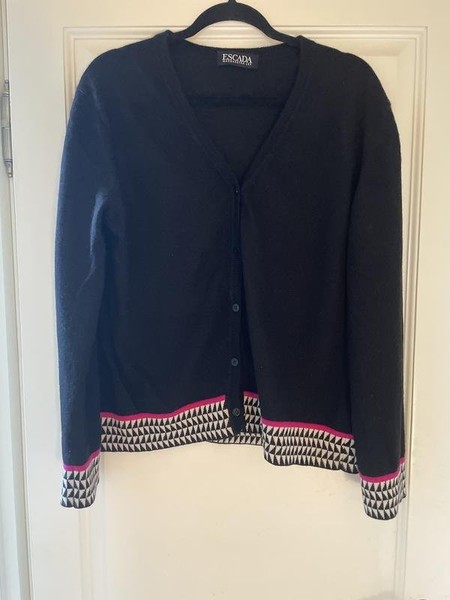 Women Escada Sweater Black Wool 48