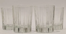 4 Vintage Double Old Fashioned Crystal Cut Glasses, Whiskey Scotch 12 oz 4"T