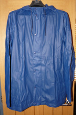 Mans shiny blue rubber feel hooded raincoat jacket  XXL by Avenue