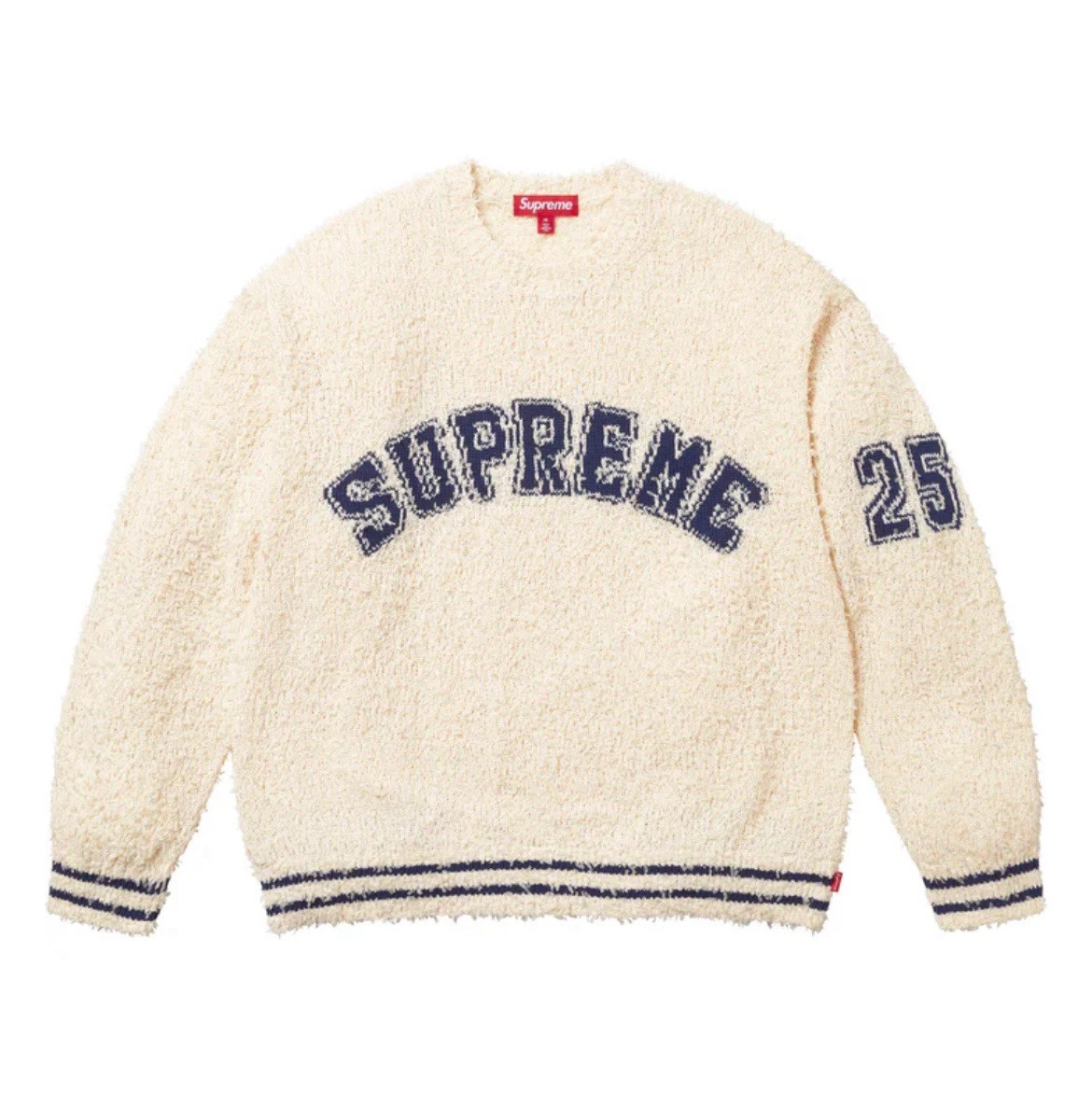 Taille S   Pull Supreme texturé arc coton mélangé crème SS25 NEUF SOUS BLISTER