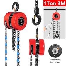 3M Chain Hoist Block and Tackle 1 Ton Capacity Winch Engine Lift Puller Fall 1T