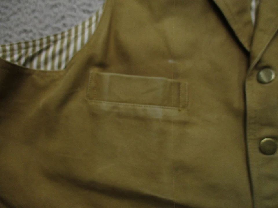 Scully Vest Mens XL Brown Canvas Western Workwear Lined Snap Pockets Khaki - Image 4 of 4
