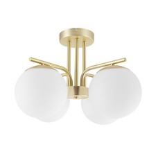 Ceiling Light 4 Way Globe Matt Glass Shades Gold Effect LED Modern Livingroom