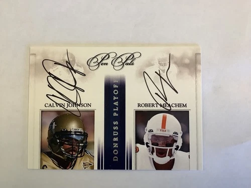 CALVIN JOHNSON/ROBERT MEACHEM 2008 Playoff National Treasures Pen Pals  Auto RC