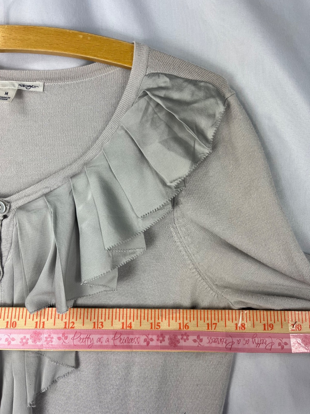 Halogen Light Gray Ruffle Button Front Cotton Car… - image 10