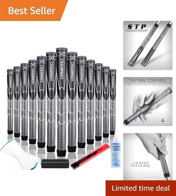 Textured Golf Grips 13-Pack in Black & Grey - Ergonomic Design for Easy Handling