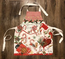 MICHEL DESIGN WORKS Kids Apron Merry Christmas Holiday Candy Cane Baking FUN
