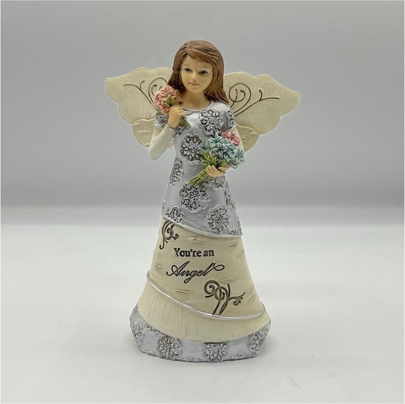 Elements “You’re an Angel” Floral Painted Resin Angel Figurine Boxed