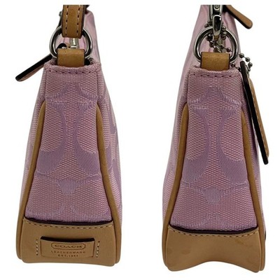 Coach Signature Demi mini Pouch Hand Bag Canvas Leather Pink