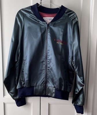 New XL Vintage Las Vegas El Cortez Casino Green Bomber Jacket 70s Flaw