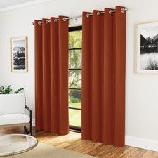 Image of BLACKOUT CURTAINS THERMAL EYELET RING SOFT PLAIN PAIR READY MADE ENERGY SAVING