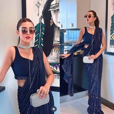 SAREE PARTY INDIAN SARI DESIGNER BOLLYWOOD BLOUSE WEDDING ETHNIC PAKISTANI