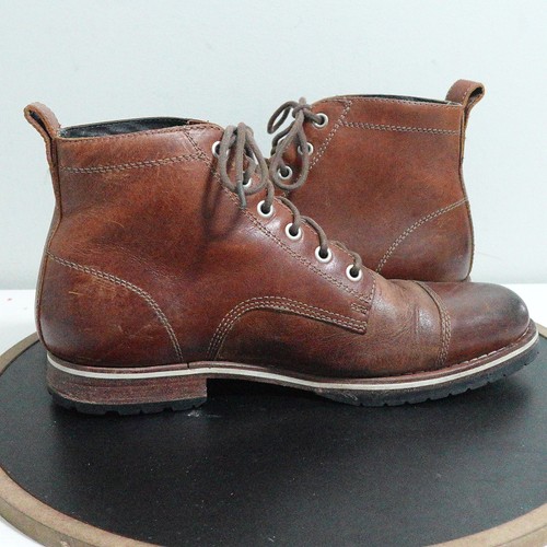 Helm Hollis Stiefel Herren Größe 9 Braun Leder Kappe Zehe Schnürung Handgefertigt Robust USA - Bild 8 von 12