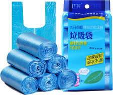 100 Pcs 4 Gallon Blue 45X60Cm Kitchen Trash Bags with Handles for Bathroom, Home