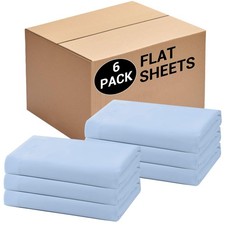 Bulk King Flat Sheets Only 6-Pack Microfiber Wrinkle-Free Color-Coded Durable