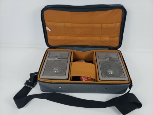 Système de haut-parleurs stéréo portables vintage Hanimex HSP430 dans son étui - Photo 1/10