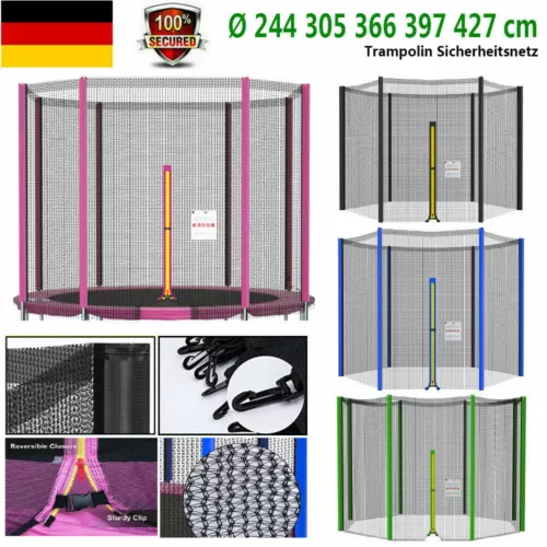Trampolin Randabdeckung Sicherheitsnetz 6 / 8 Stangen Netz 244 305 366 397 427cm - Bild 16 von 34