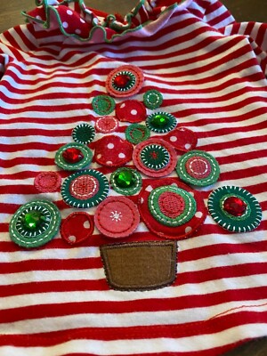 Bonnie Baby 3-6 month Christmas Tree Dress Red Stripe Holiday Ruffles | eBay