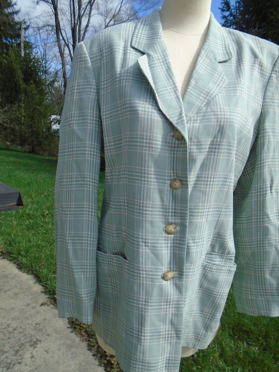 Vintage womens Blazer Talbots Classic Size 10 Green Plaid lined 1980s  button