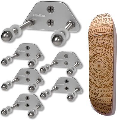 Skateboard Wall Mount Display(6 Packs)-Aluminum Ramp Shape Silver 