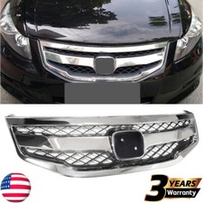 For 2011-2012 Honda Accord Sedan Chrome Front Hood Honeycomb Upper Grille Grill