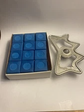 1 Dozen, 12 Pieces Blue Pool Chalk, Billiard ,Free Bridge Head ,Cue  Q Tip