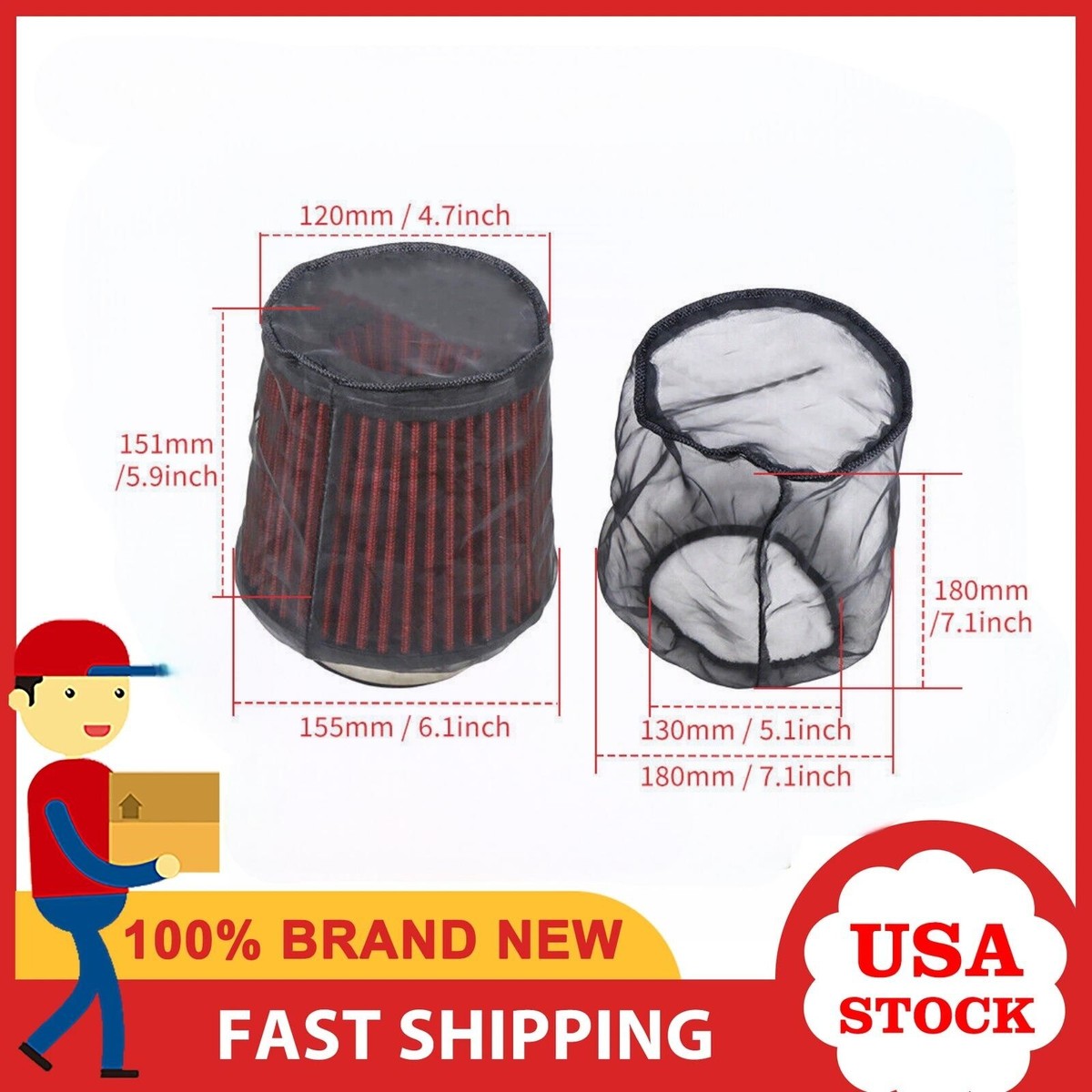 Universal Water Guard Cold Air Intake Pre-Filter Cone Filter Cover Black-Large E