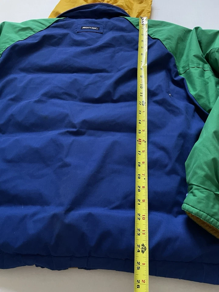 Винтажный Mighty Mac парка мужской XL Norsac вниз Colorblock пальто пуховик упаковочный капюшон - Изображение 4 из 4