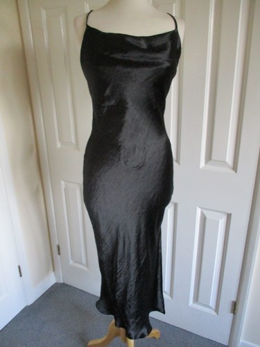 Asos Design -Black, Satin, Lace Tie, Open Back Long Dress - UK12/EU40 - Picture 2 of 9