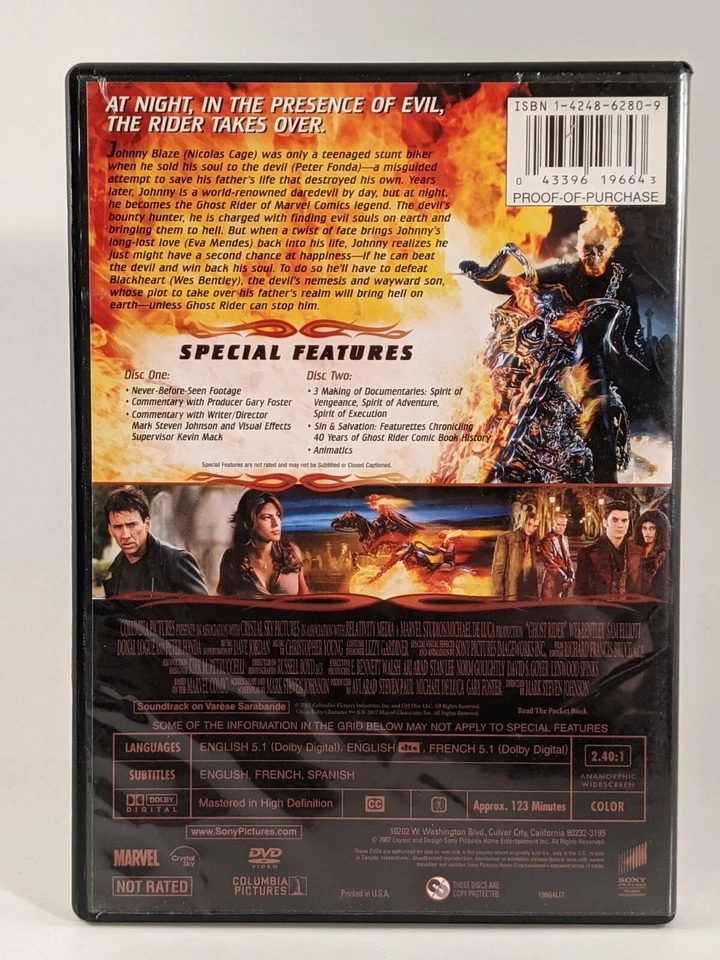 Ghost Rider (DVD, 2007, 2-Disc Set, Extended Cut) - Image 2 of 4