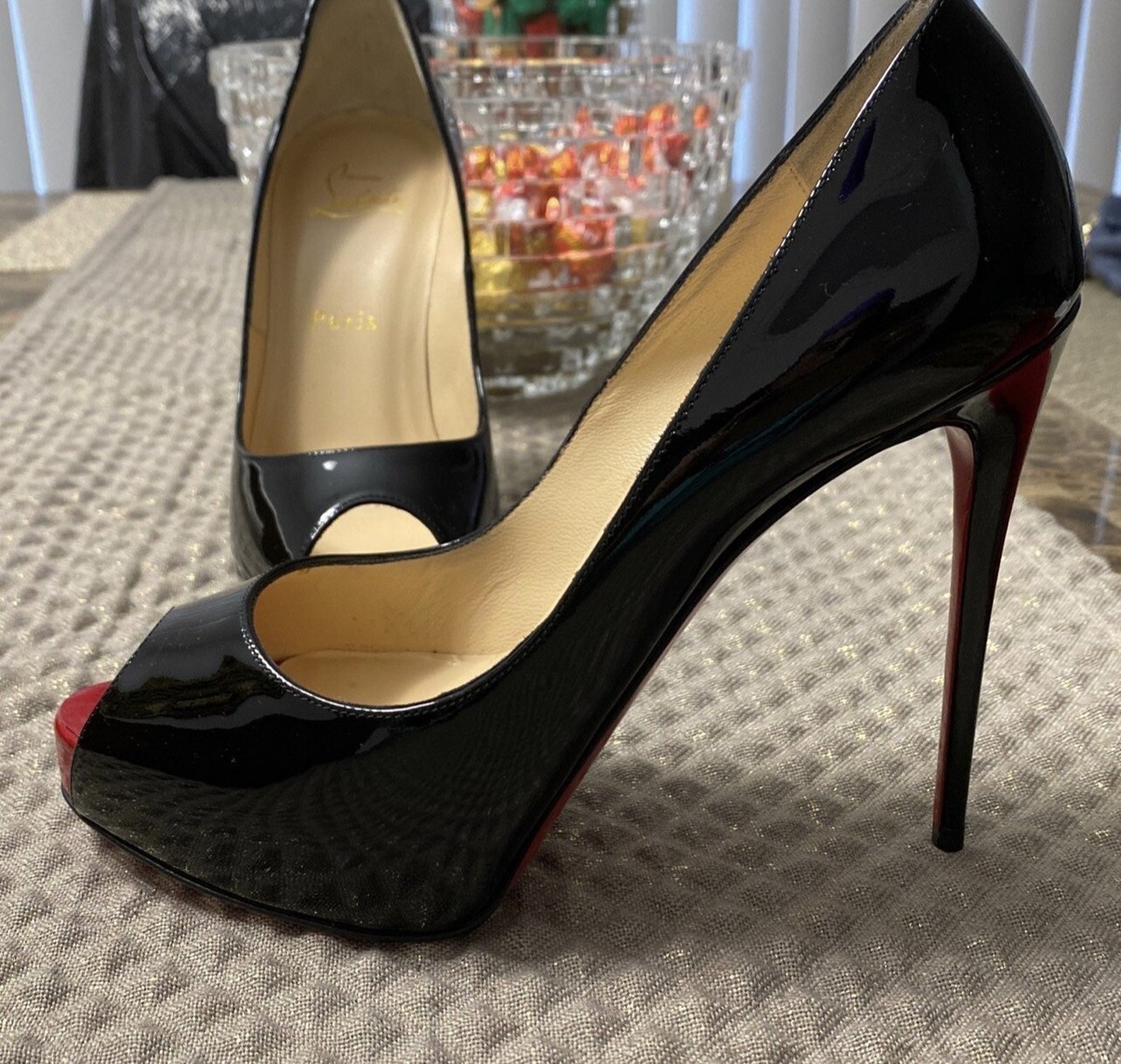 Christian Louboutin NEW VERY PRIVE レッド Christian Louboutin Very Prive Red Black 120 Size 36 Pumps