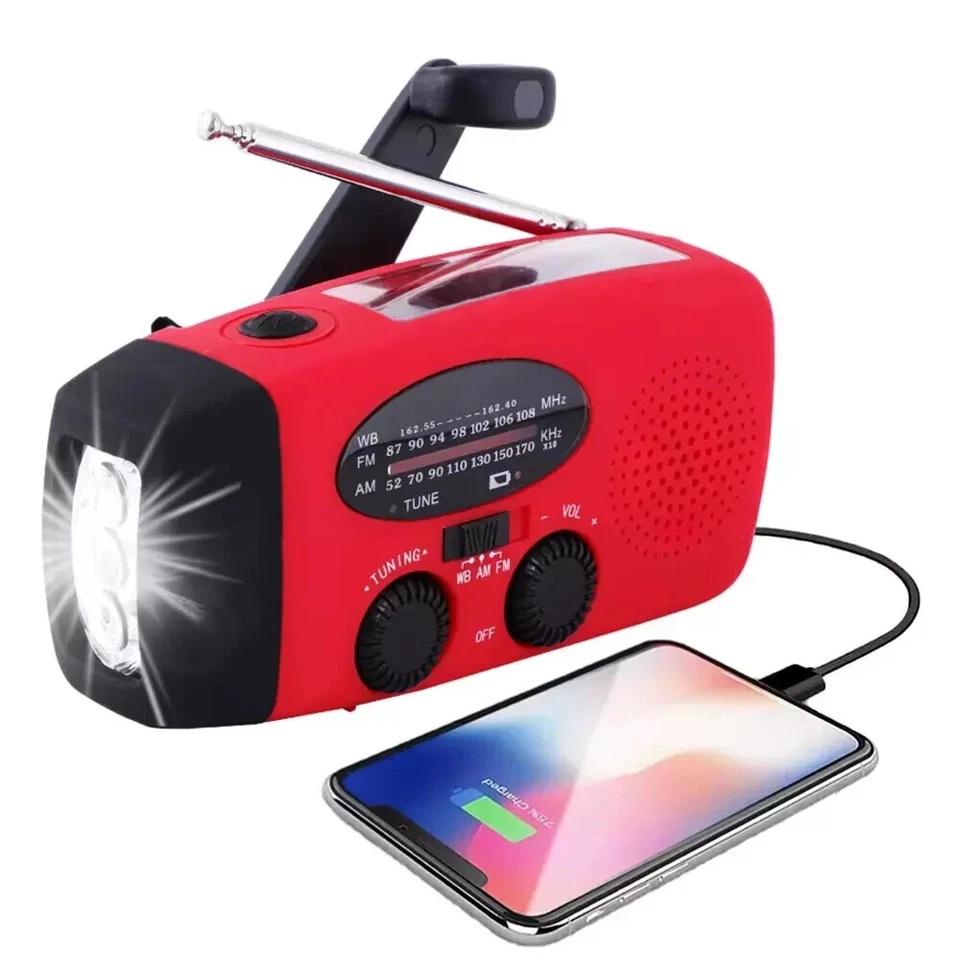 3-in-1 Tragbares Solar Notfallradio: AM/FM, Kurbel Powerbank, LED-Licht - Bild 2 von 4