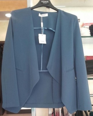 EDAS Giacca donna cerimonia TAISSA blazer lungo aperto Indaco taglie forti  | eBay