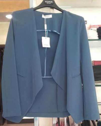 EDAS Giacca donna cerimonia TAISSA blazer lungo aperto Indaco taglie forti  | eBay