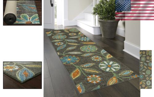 Stylish Floral Runner Rug, 2'6" x 8' - Easy Care, Non-Slip Design for Indoor Use - Picture 2 of 7
