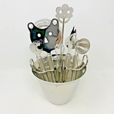 WMF Cromargan BAR SET German Design Whimsical Faces Stainless Steel - 8 Pieces