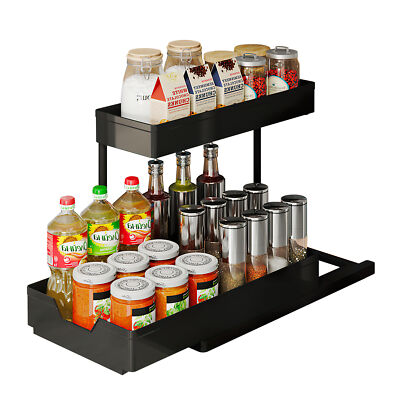 under Sink Pull Out Cabinet Organizer 2 Tier Slide Out Sink Shelf Cabinet