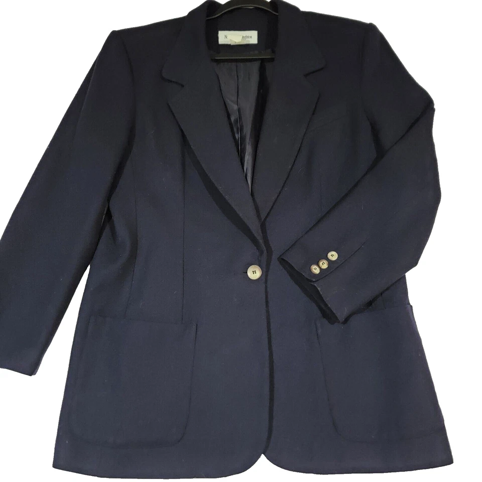 Chaqueta Blazer Norton McNaughton Mujer 14 Botones Forrada Frontal Azul Marino Lana Pura Foto 3 de 4