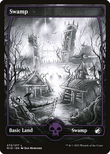 20x Swamp #273 - MID Innistrad: Midnight Hunt - MTG Magic FULL ART Land