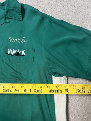 Vintage Bowling Shirt Medium Crown Prince Green Maple Grove Oil Co