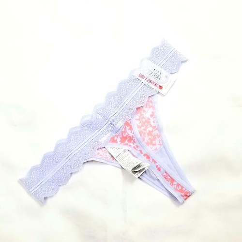 CALVIN KLEIN WOMEN'S THONG PANTIES MICROFIBER BLUE LACE WAIST BOWS PRINT size XS - Picture 6 of 12